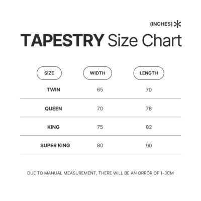 Tapestry Size Chart - Photographer Gifts