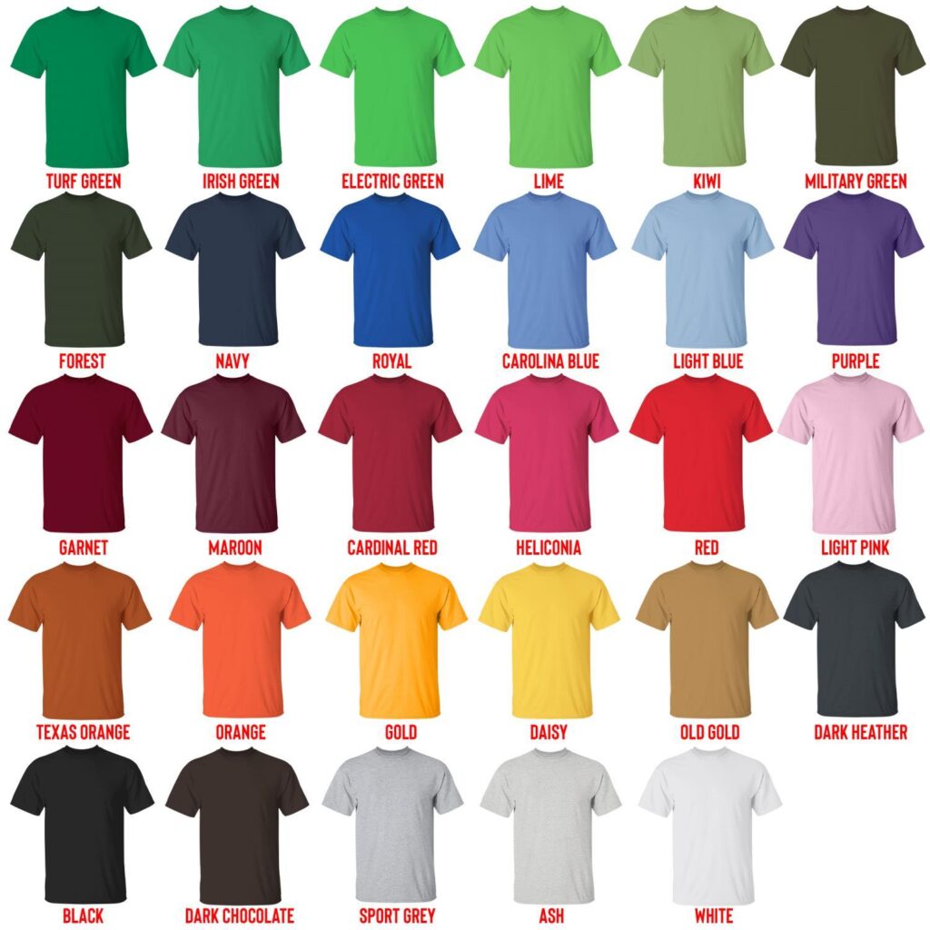 t shirt color chart - Photographer Gifts