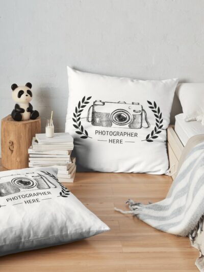 Photographer Here Camera Laurels Throw Pillow Official Photographer Merch