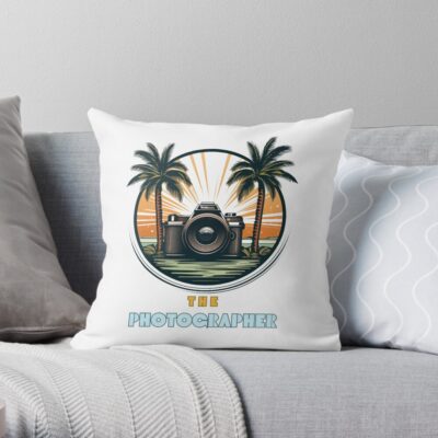 Vintage Beach Photographer Throw Pillow Official Photographer Merch