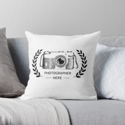 Photographer Here Camera Laurels Throw Pillow Official Photographer Merch