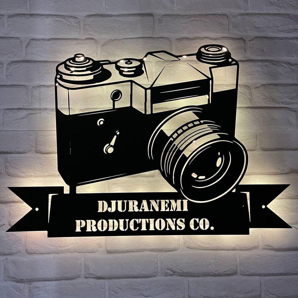 Custom Camera Photo Taking Metal Wall Art LED Light